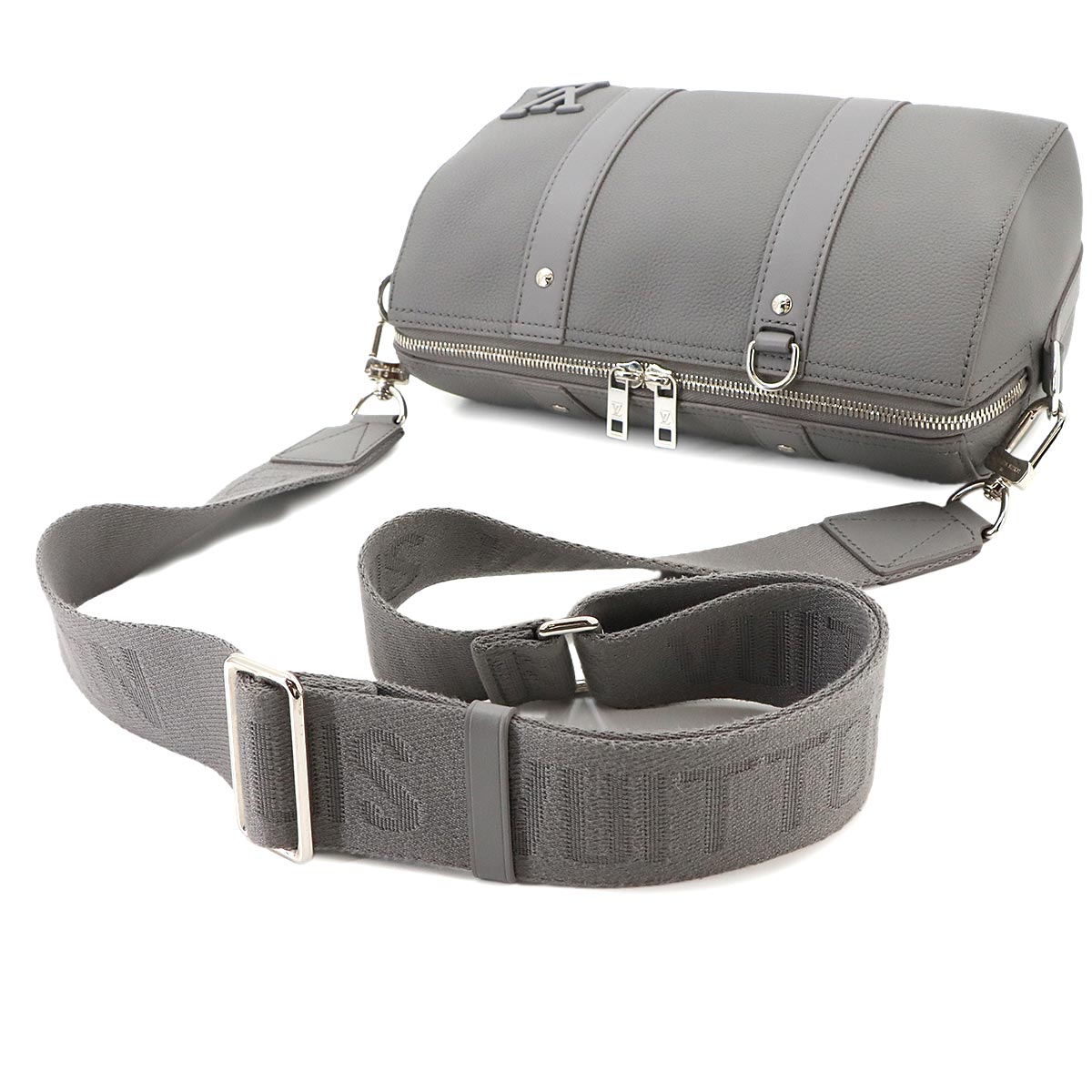 Aerogram City Keepall Shoulder Bag Leather Gray M59328