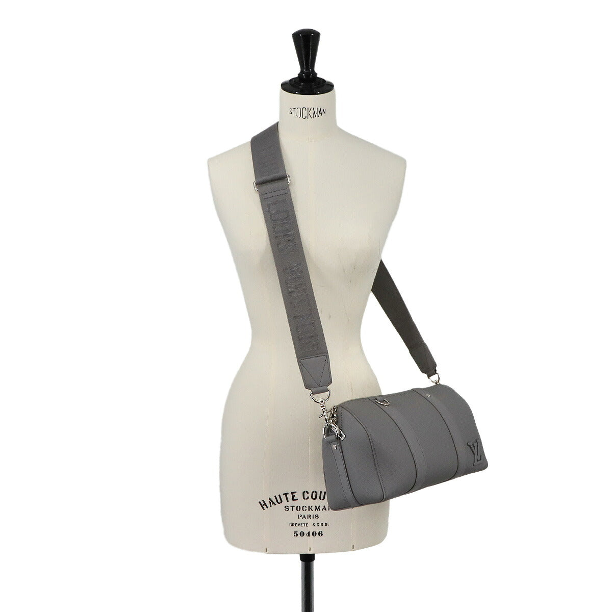 Aerogram City Keepall Shoulder Bag Leather Gray M59328