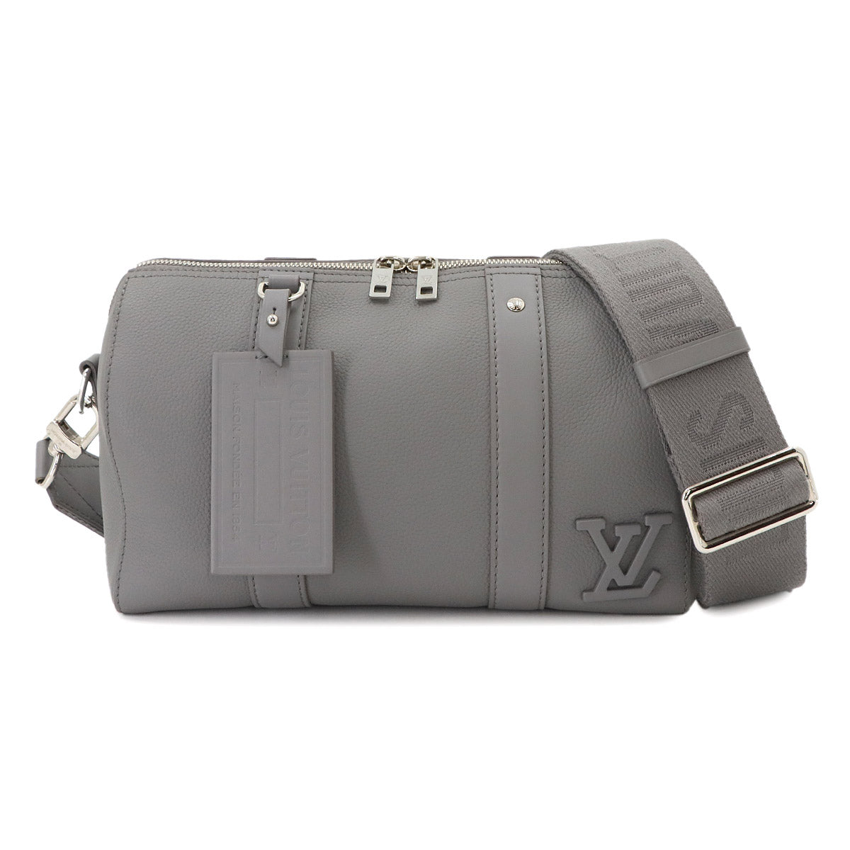 Aerogram City Keepall Shoulder Bag Leather Gray M59328