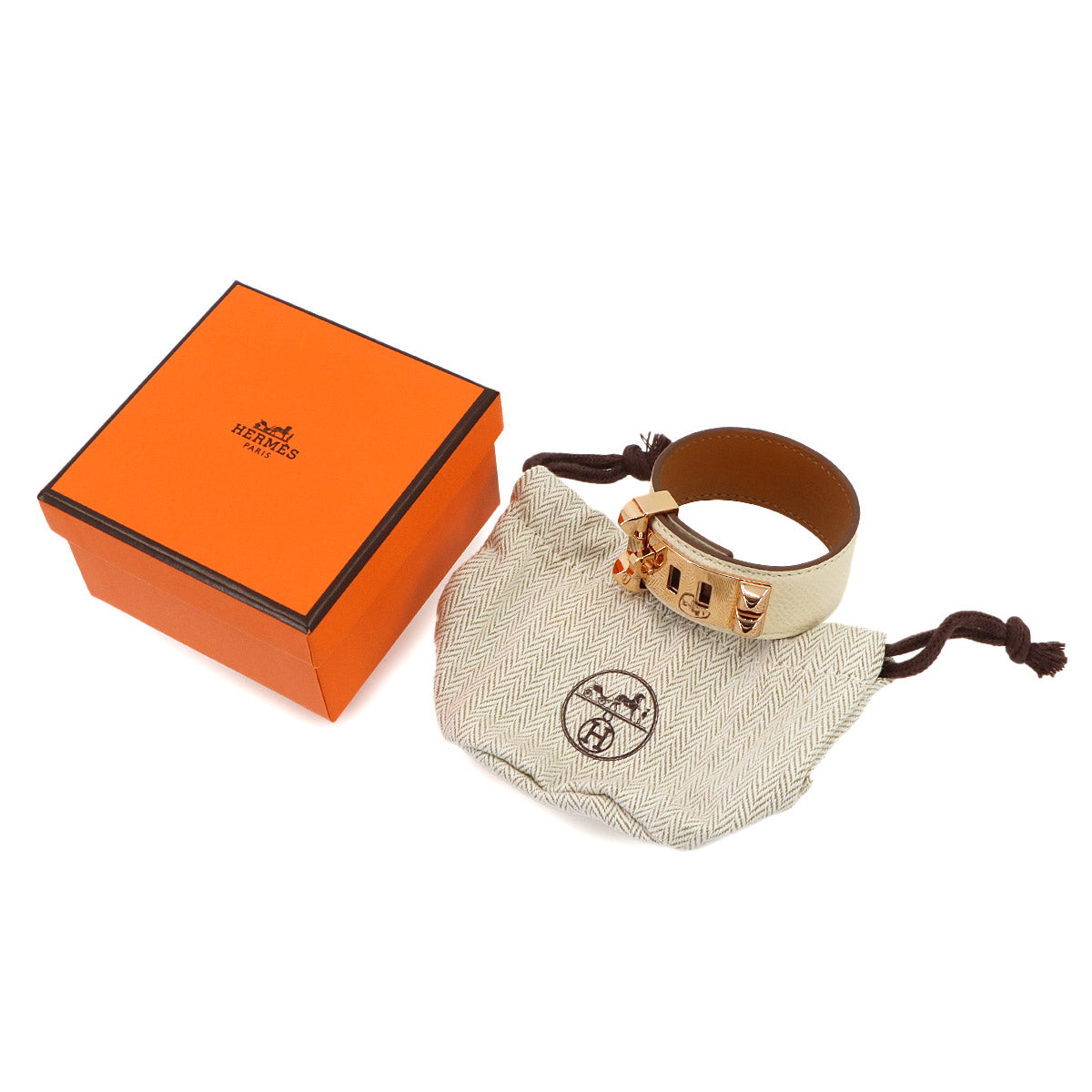 Collier De Chien Bangle Veau Epsom Craie Bracelet
