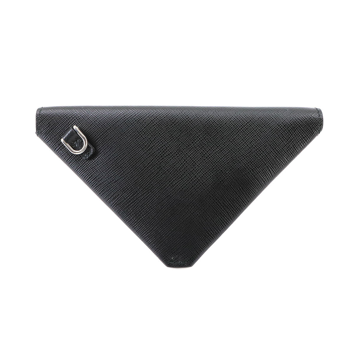 Triangle Pouch Saffiano Leather Black 1TL445 Purse