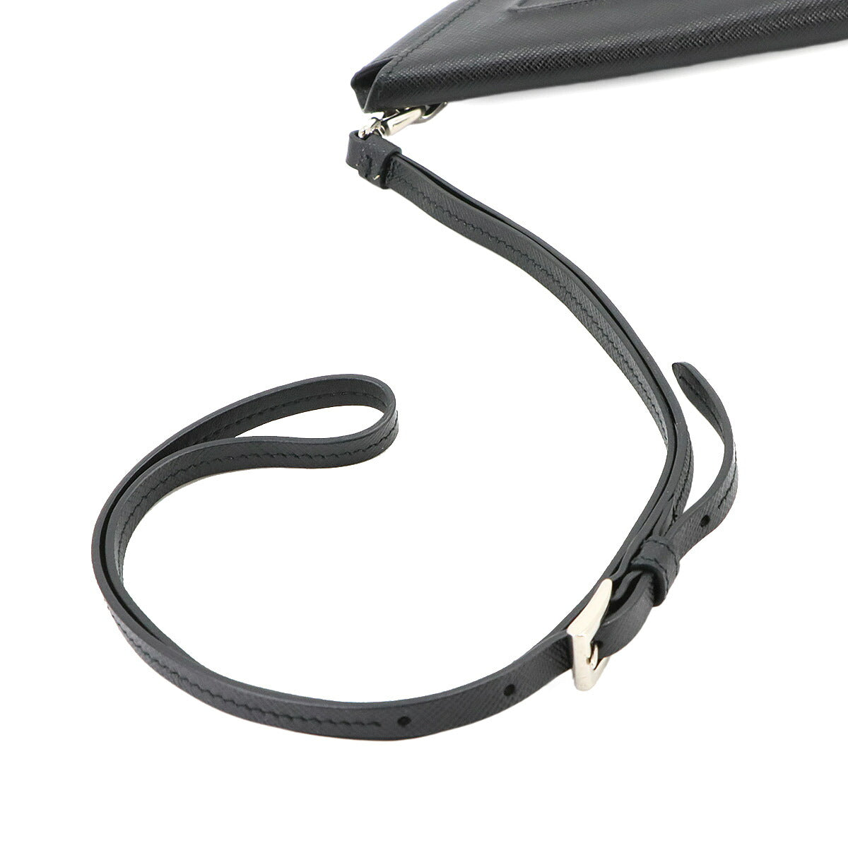 Triangle Pouch Saffiano Leather Black 1TL445 Purse