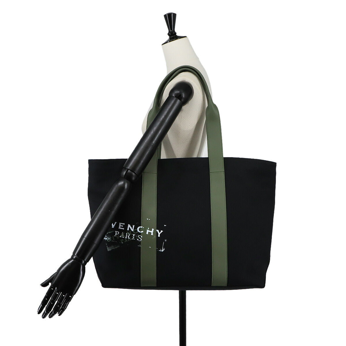 Logos Tote Bag Canvas Leather Black BK50FHK21H-001