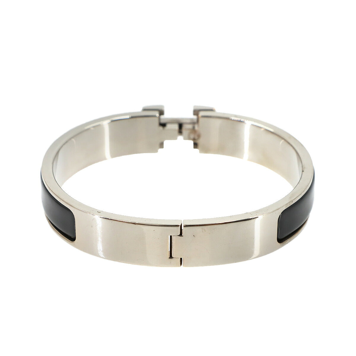 Clic H GM Bangle Bracelet Black Silver Accessory