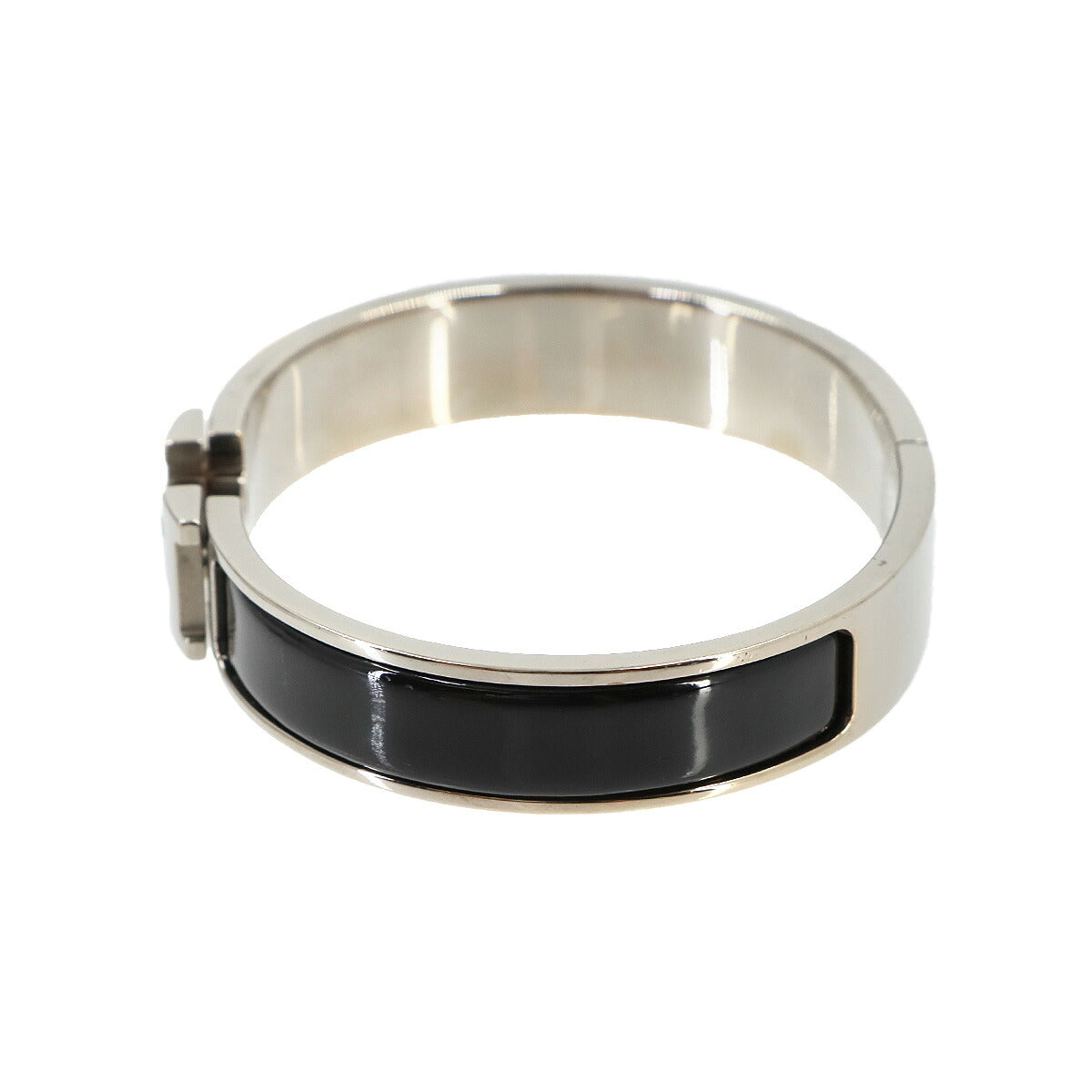 Clic H GM Bangle Bracelet Black Silver Accessory