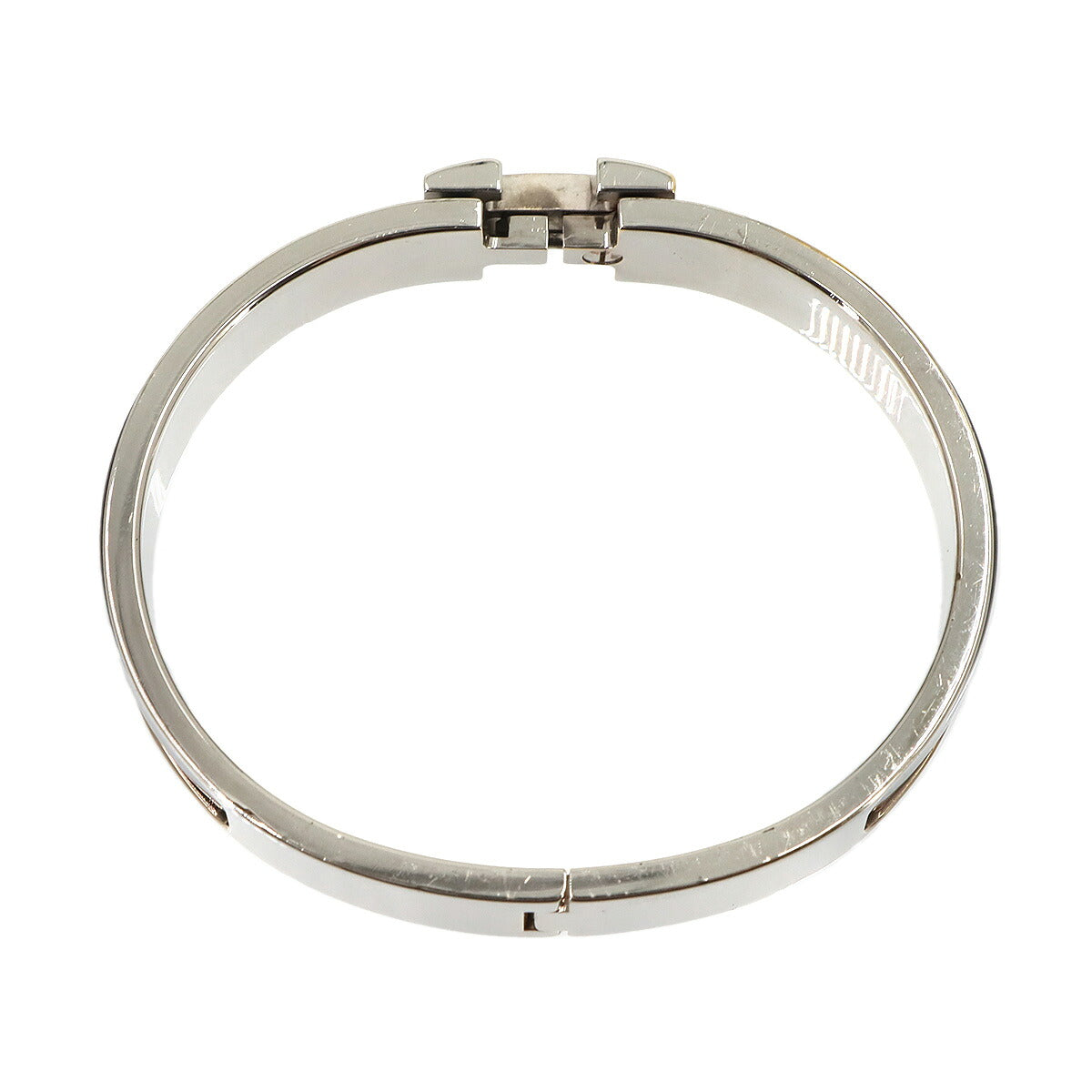 Clic H GM Bangle Bracelet Black Silver Accessory