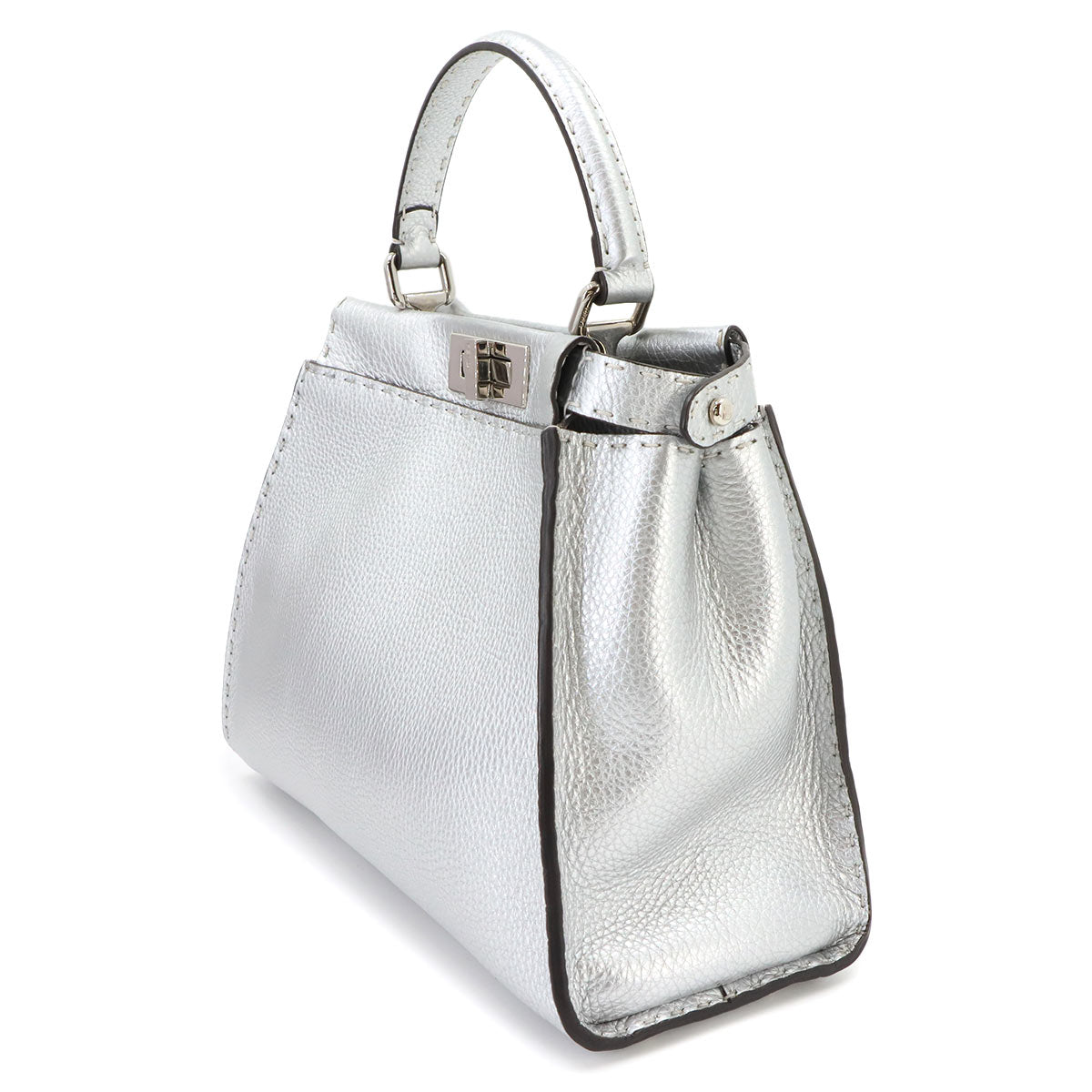 Selleria Peekaboo Regular 2way Hand Bag Leather Silver 8BN290