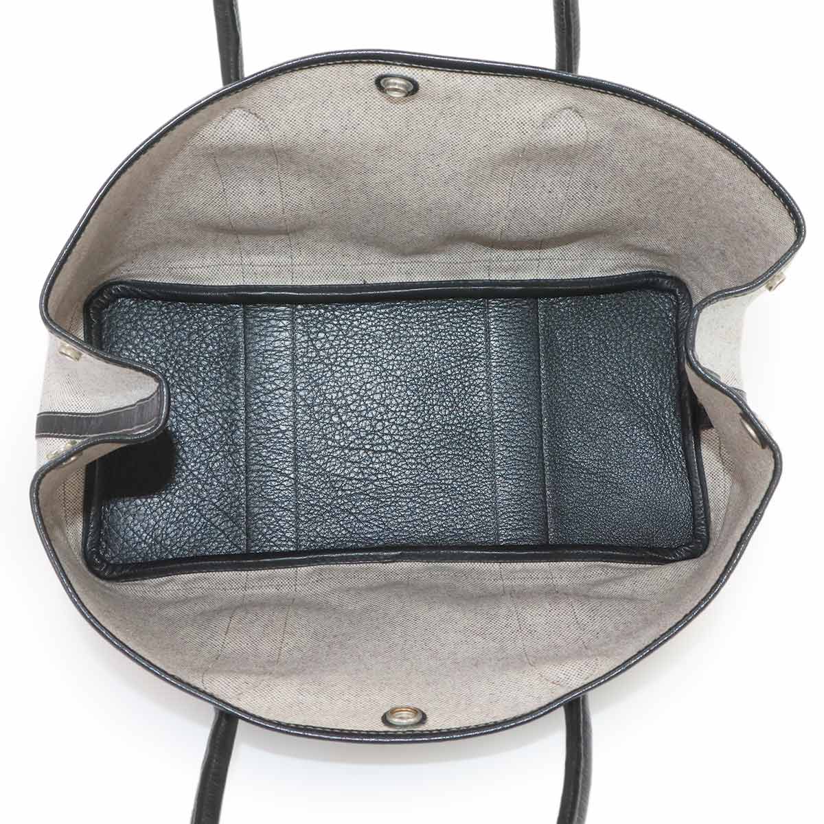 Garden Party PM Tote Bag Toile H Leather Black Gray