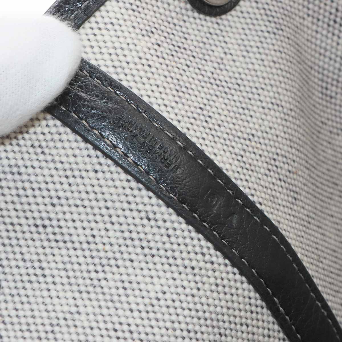 Garden Party PM Tote Bag Toile H Leather Black Gray