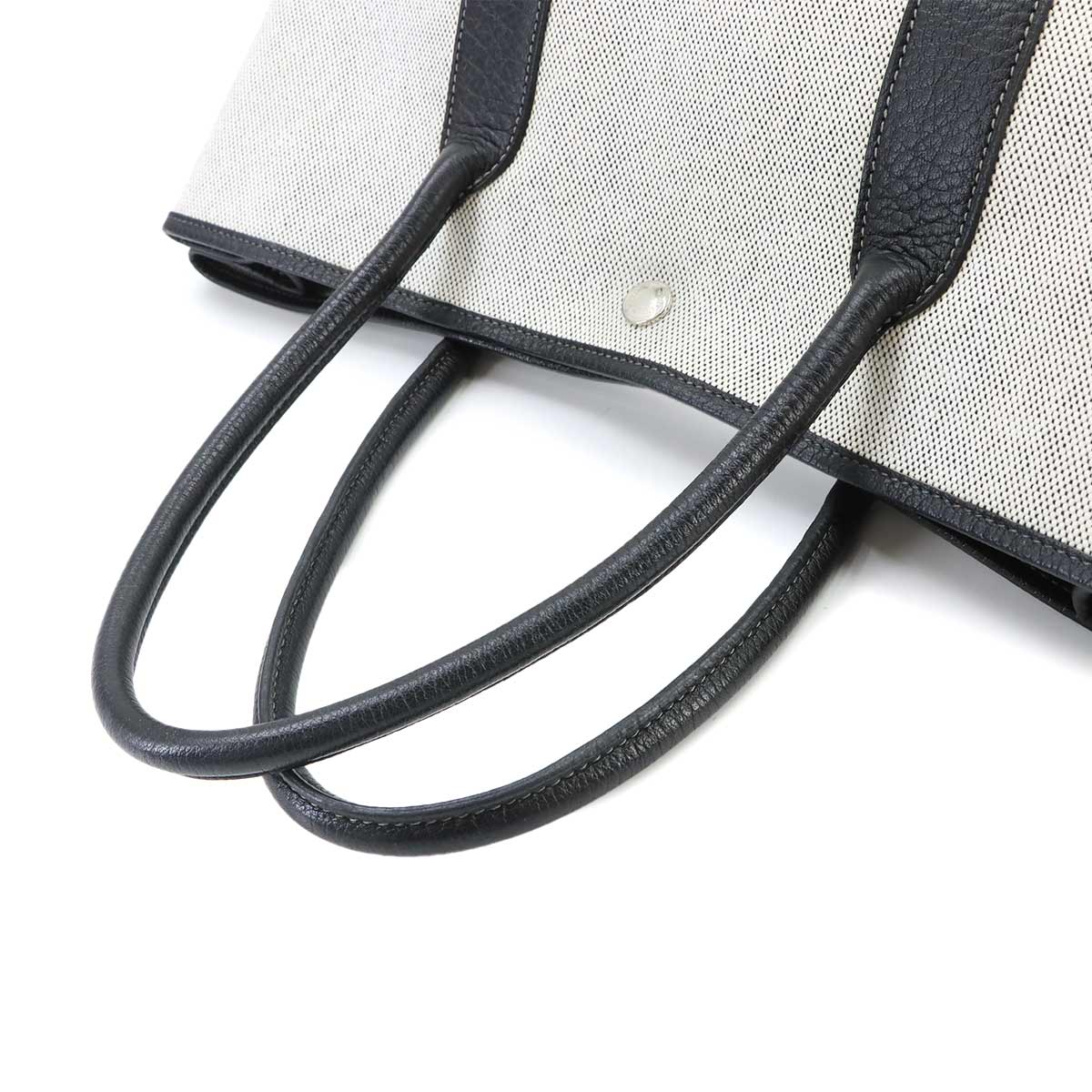 Garden Party PM Tote Bag Toile H Leather Black Gray