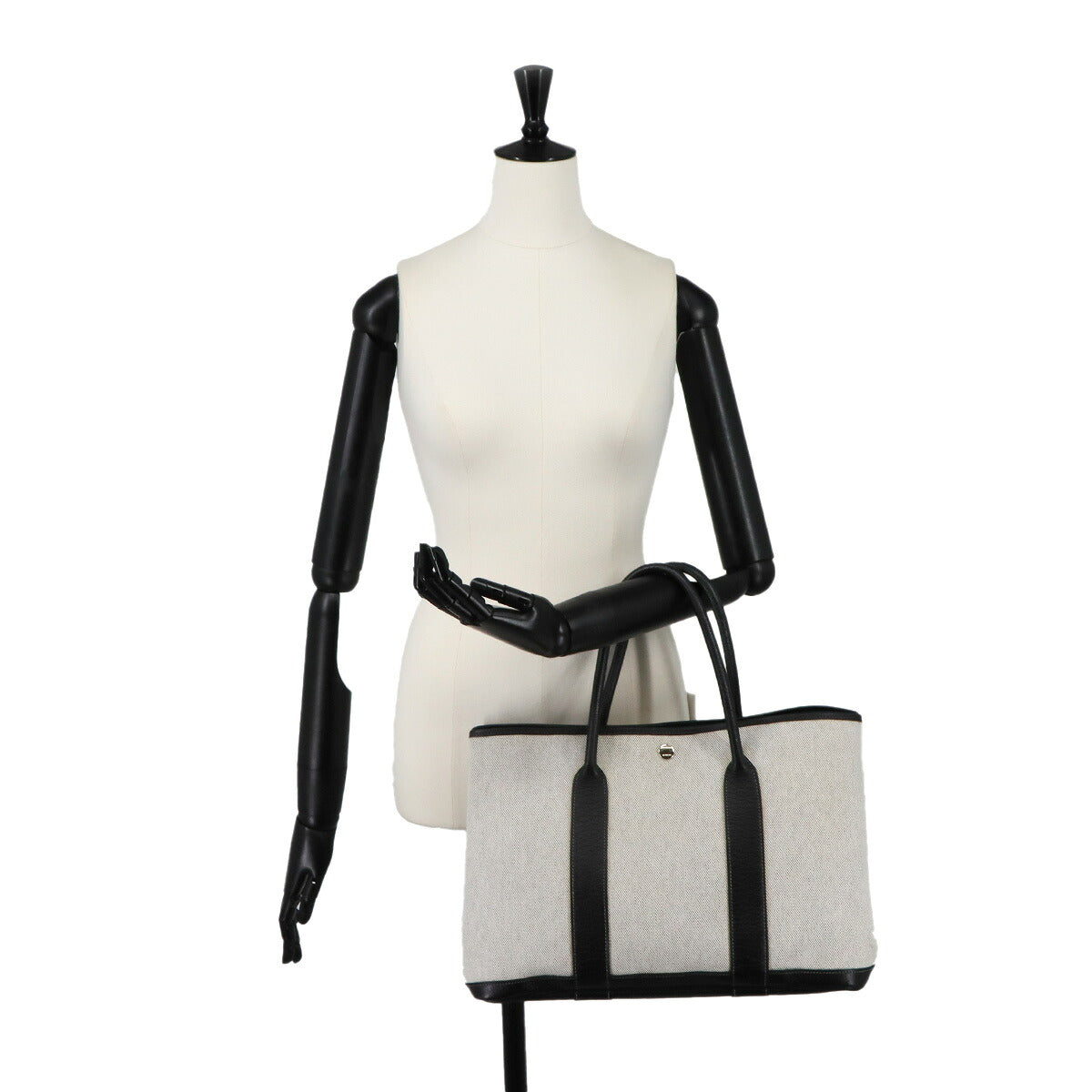 Garden Party PM Tote Bag Toile H Leather Black Gray