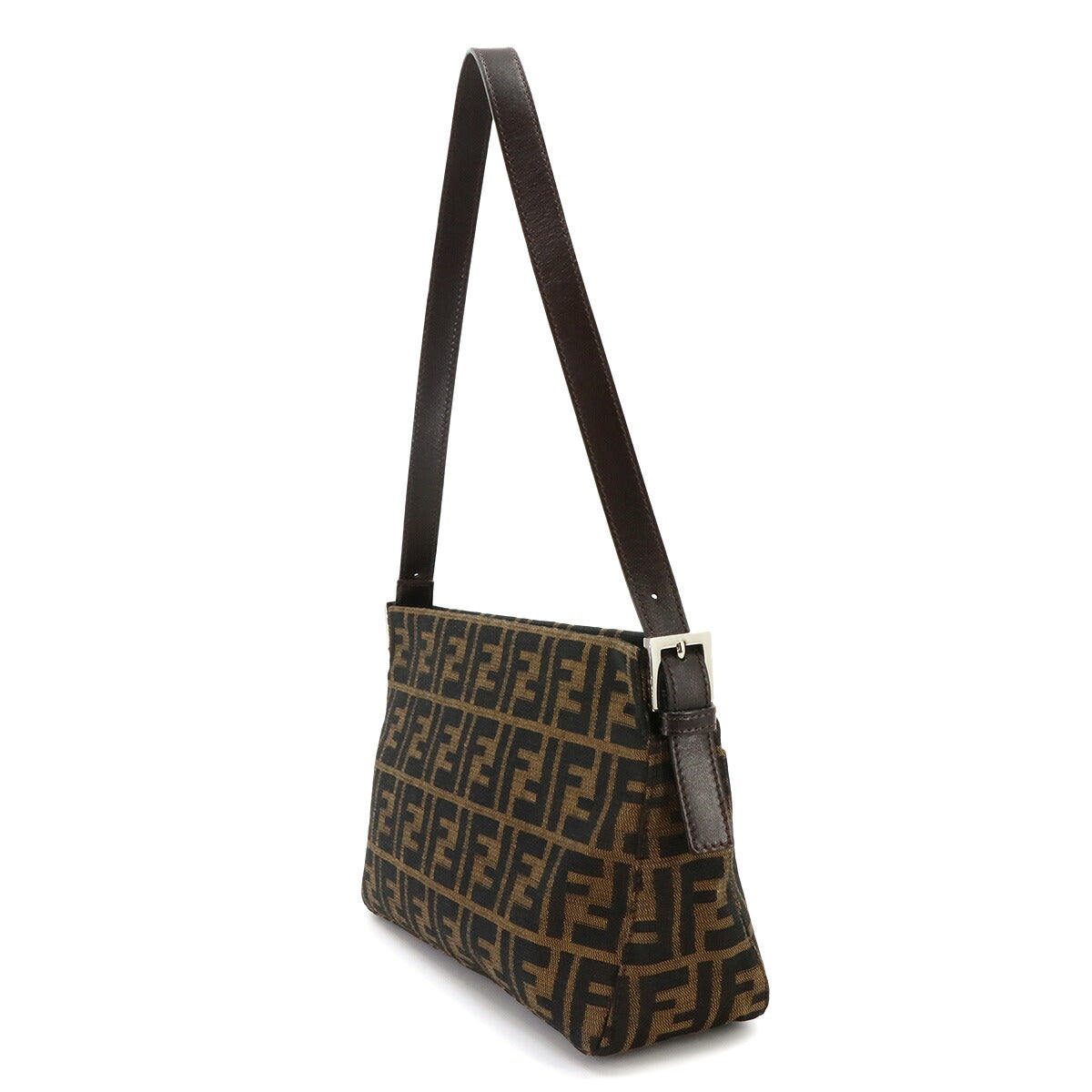 Zucca Shoulder Bag Canvas Leather Brown Black 26566 Purse