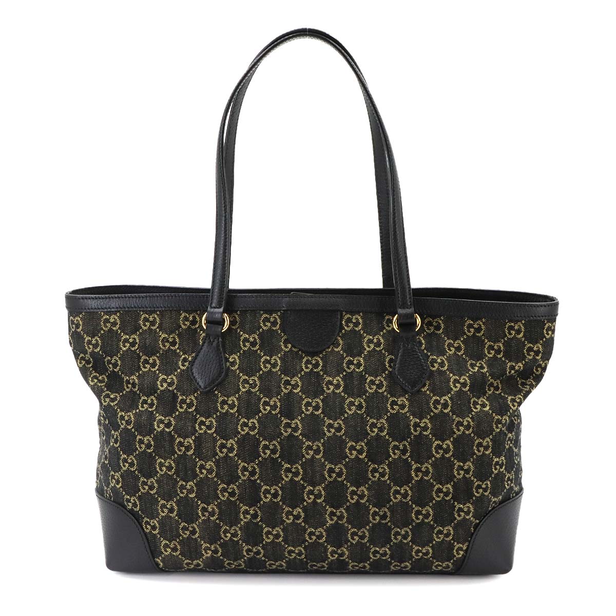 Ophidia Medium Tote Bag GG jacquard denim Leather Black 631685