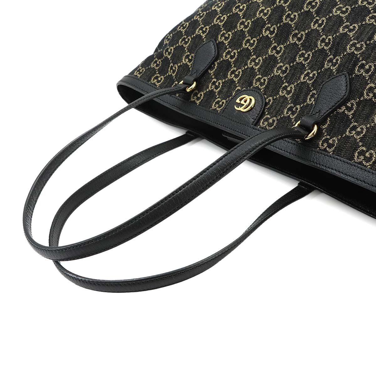 Ophidia Medium Tote Bag GG jacquard denim Leather Black 631685