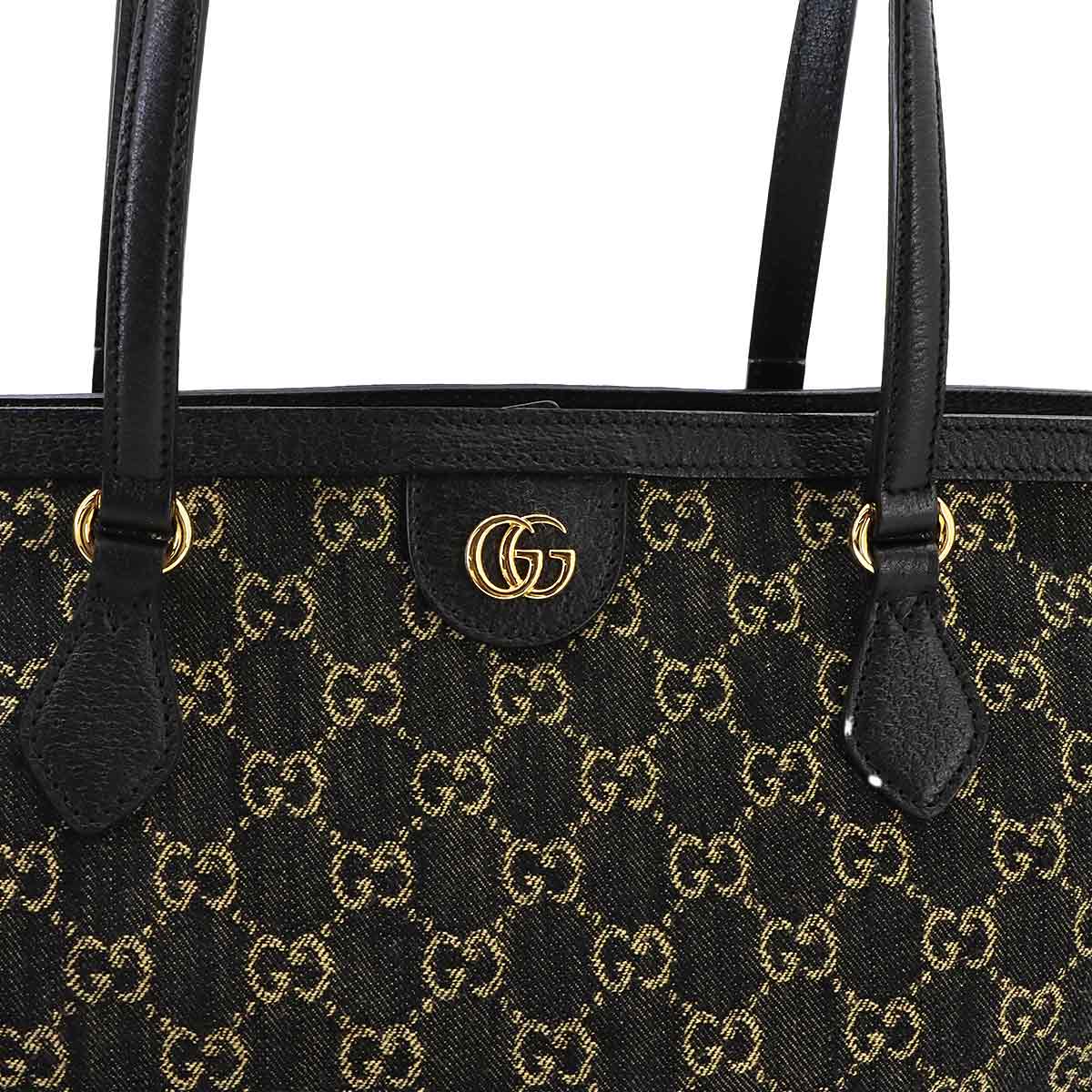 Ophidia Medium Tote Bag GG jacquard denim Leather Black 631685