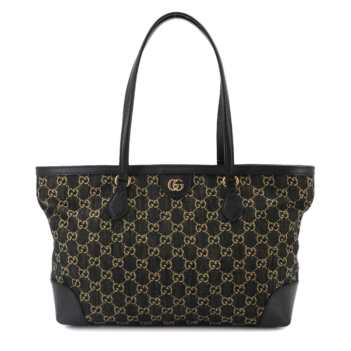 Ophidia Medium Tote Bag GG jacquard denim Leather Black 631685