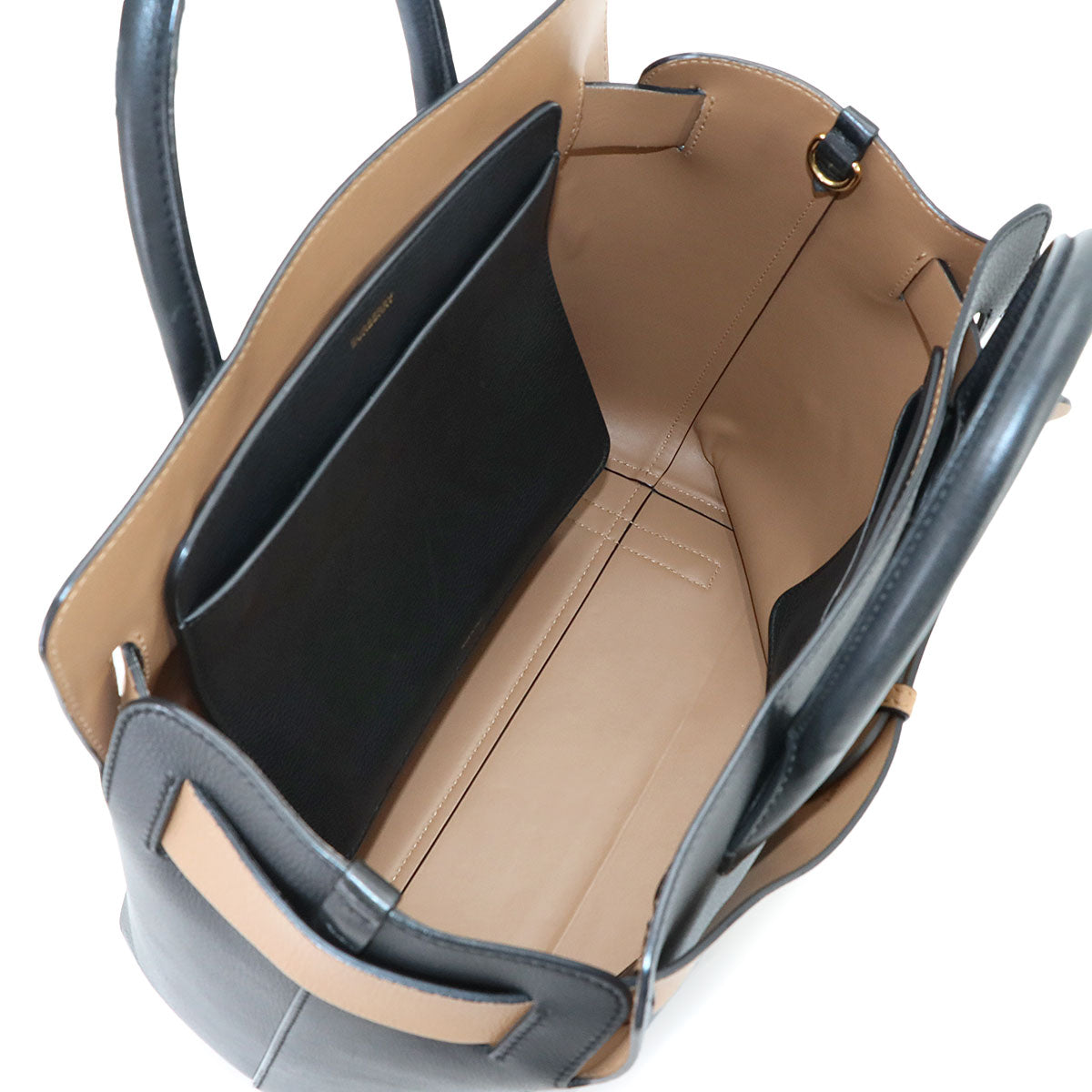 Belt Bag 2way Hand Shoulder Bag Leather Black Beige 4076723