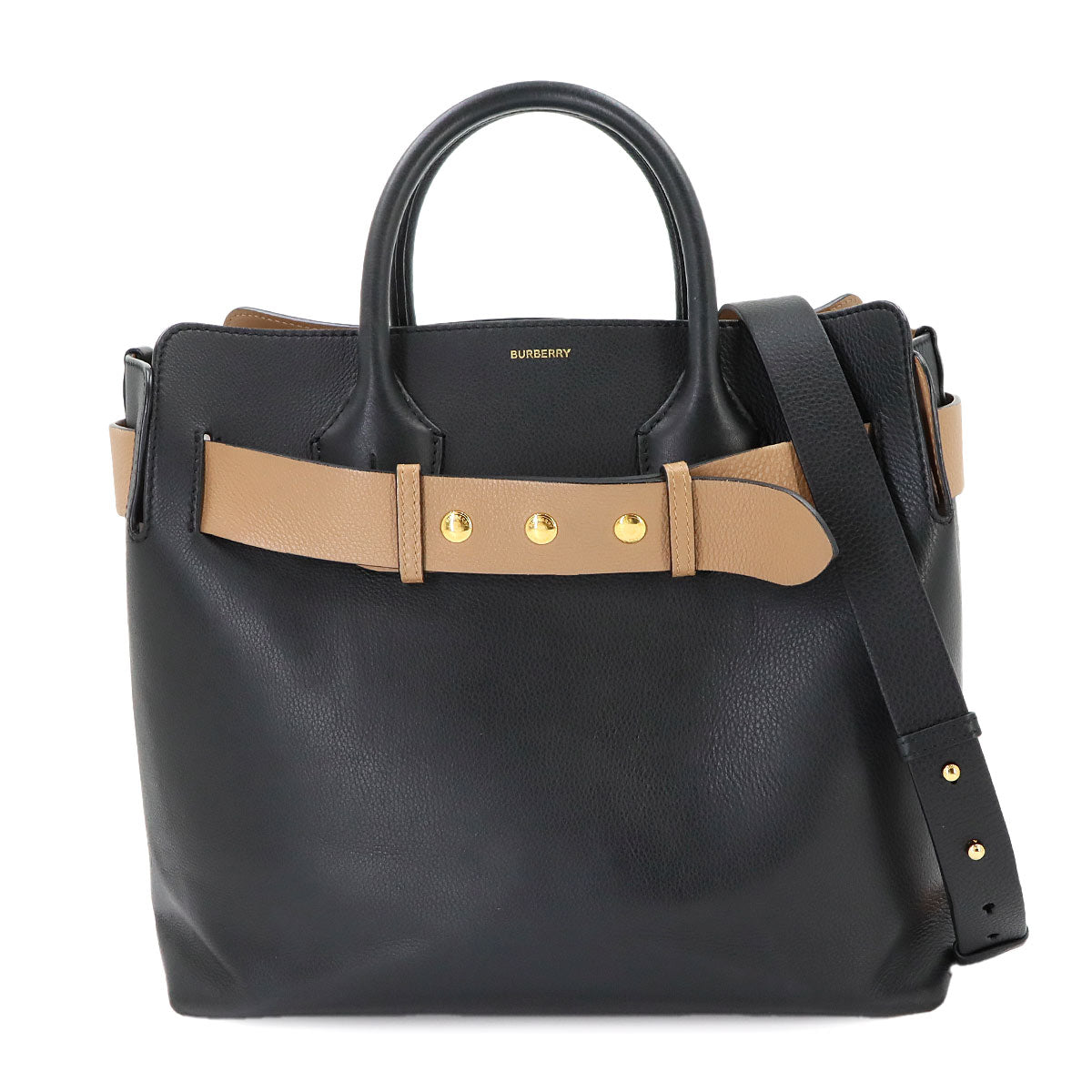 Belt Bag 2way Hand Shoulder Bag Leather Black Beige 4076723