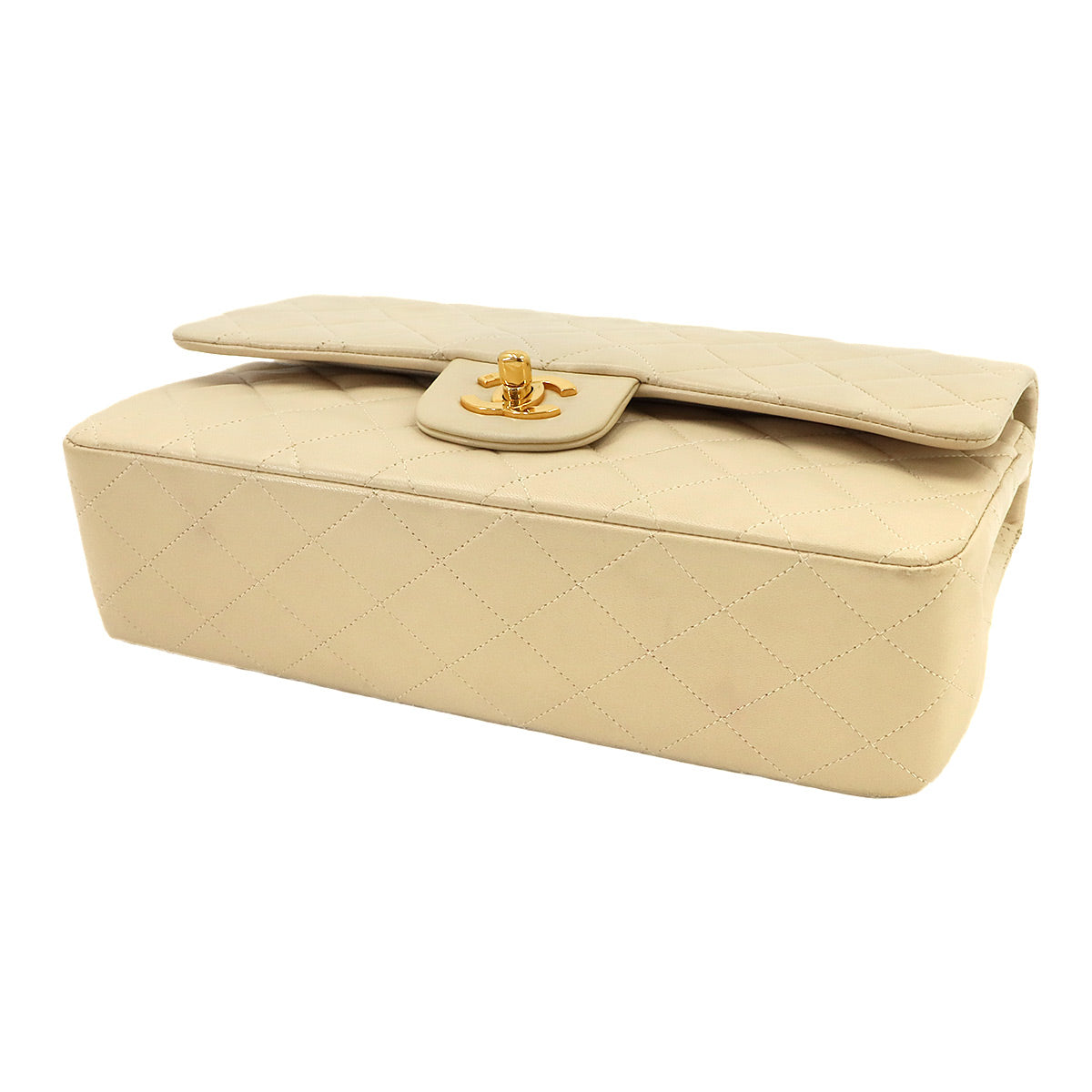 Matelasse 25 Chain Shoulder Bag Leather Beige A01112