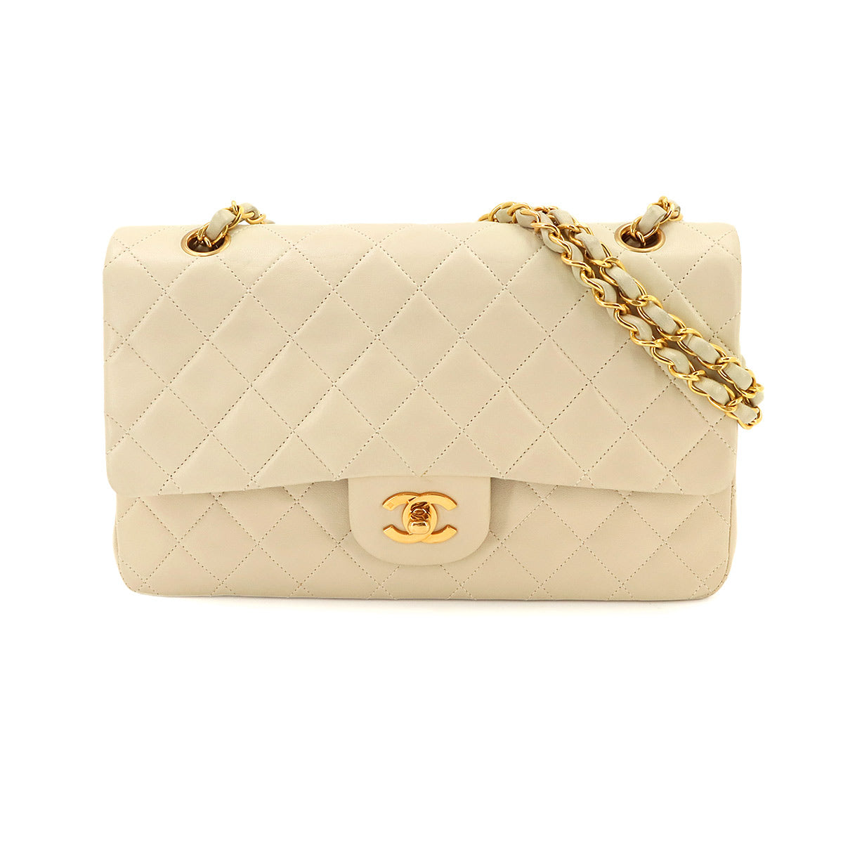Matelasse 25 Chain Shoulder Bag Leather Beige A01112