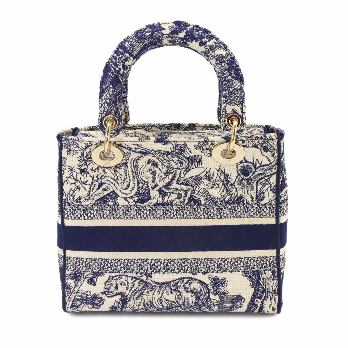 LADY D-LITE Hand Shoulder Bag Canvas White Blue