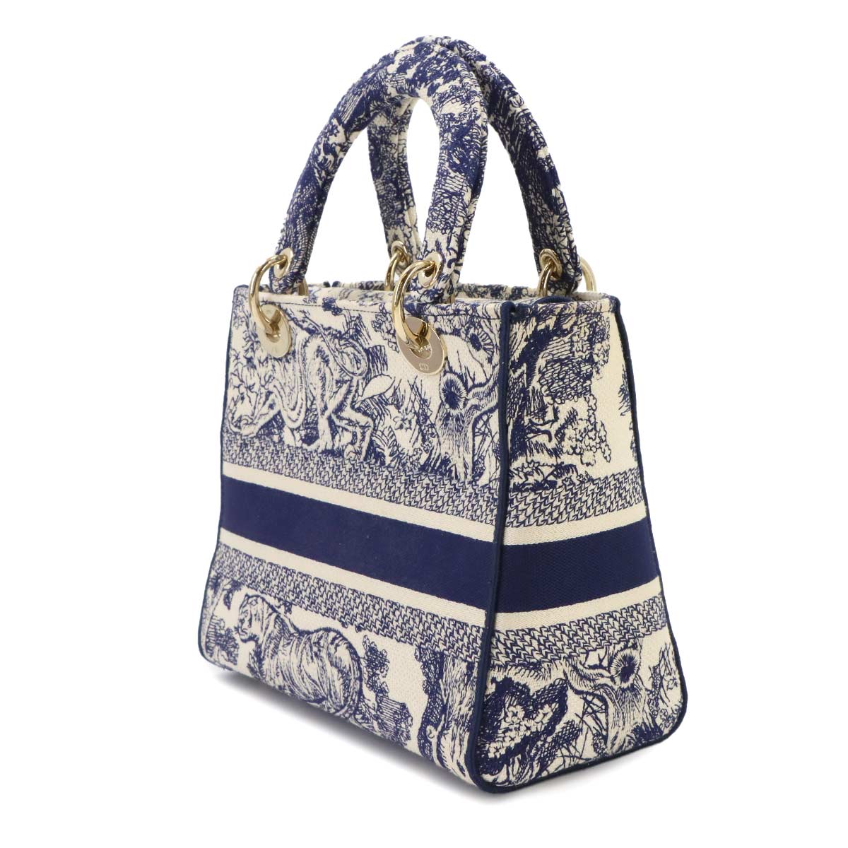 LADY D-LITE Hand Shoulder Bag Canvas White Blue