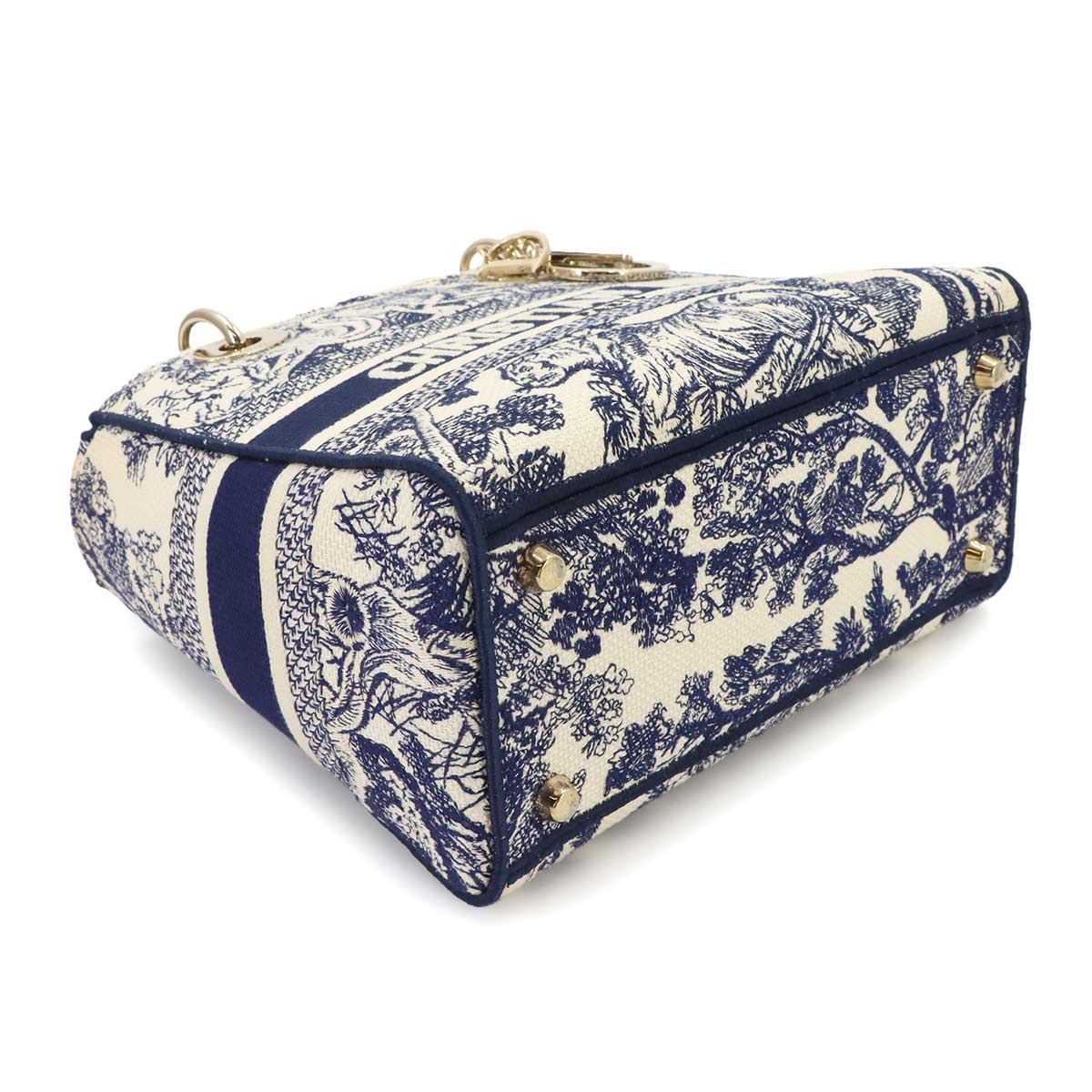 LADY D-LITE Hand Shoulder Bag Canvas White Blue