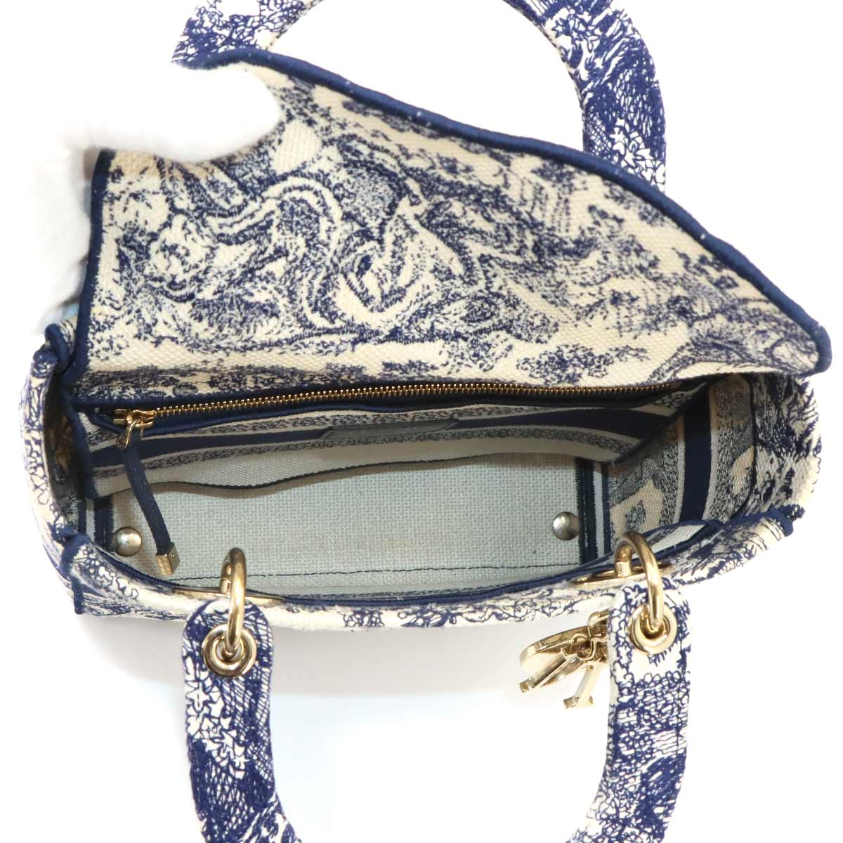 LADY D-LITE Hand Shoulder Bag Canvas White Blue