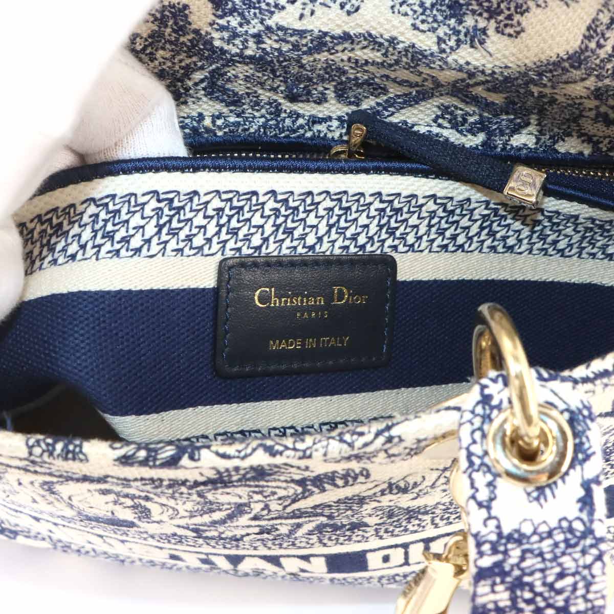 LADY D-LITE Hand Shoulder Bag Canvas White Blue