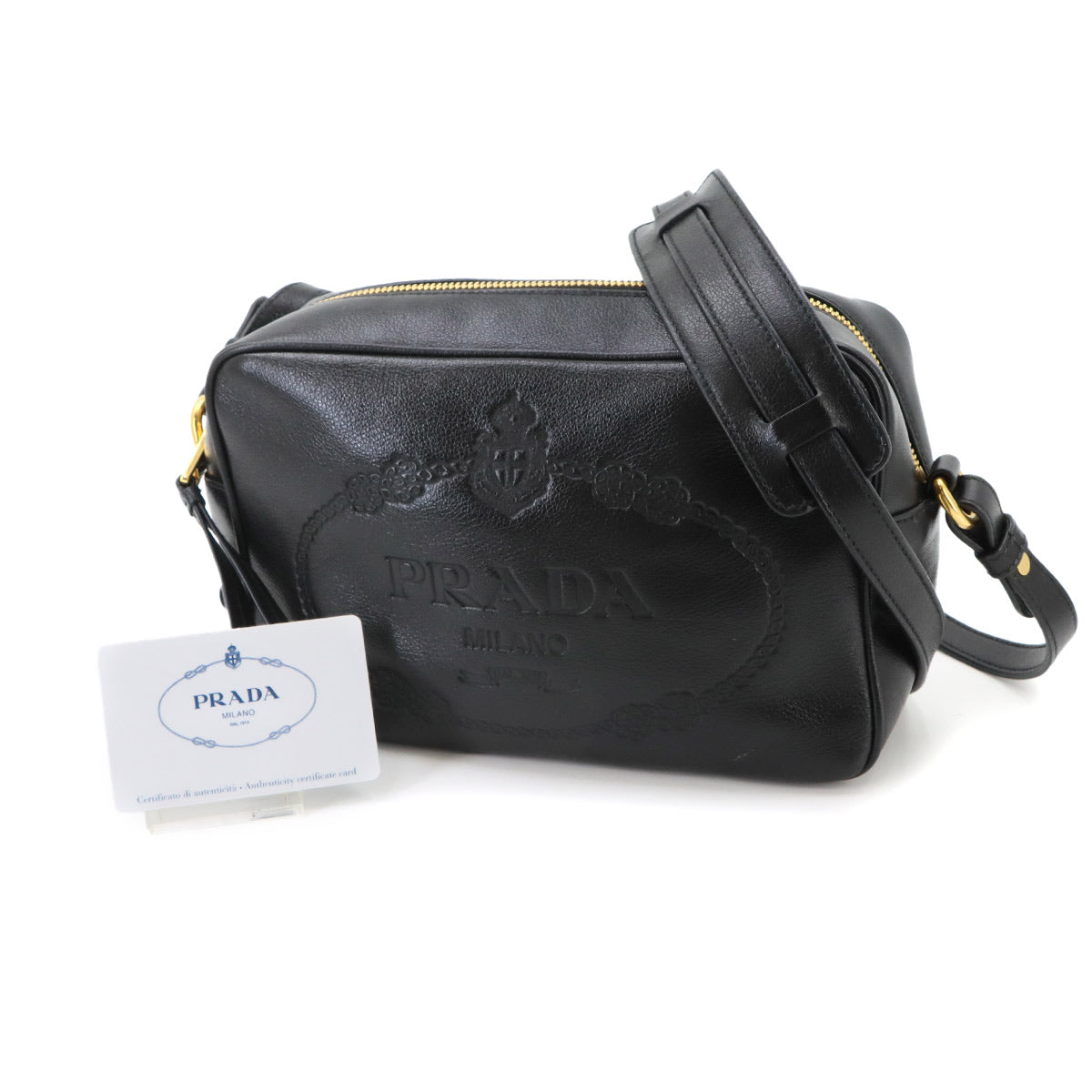 Logo Shoulder Bag Leather Black 1BH089 Purse