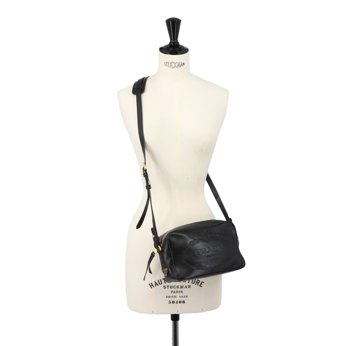 Logo Shoulder Bag Leather Black 1BH089 Purse