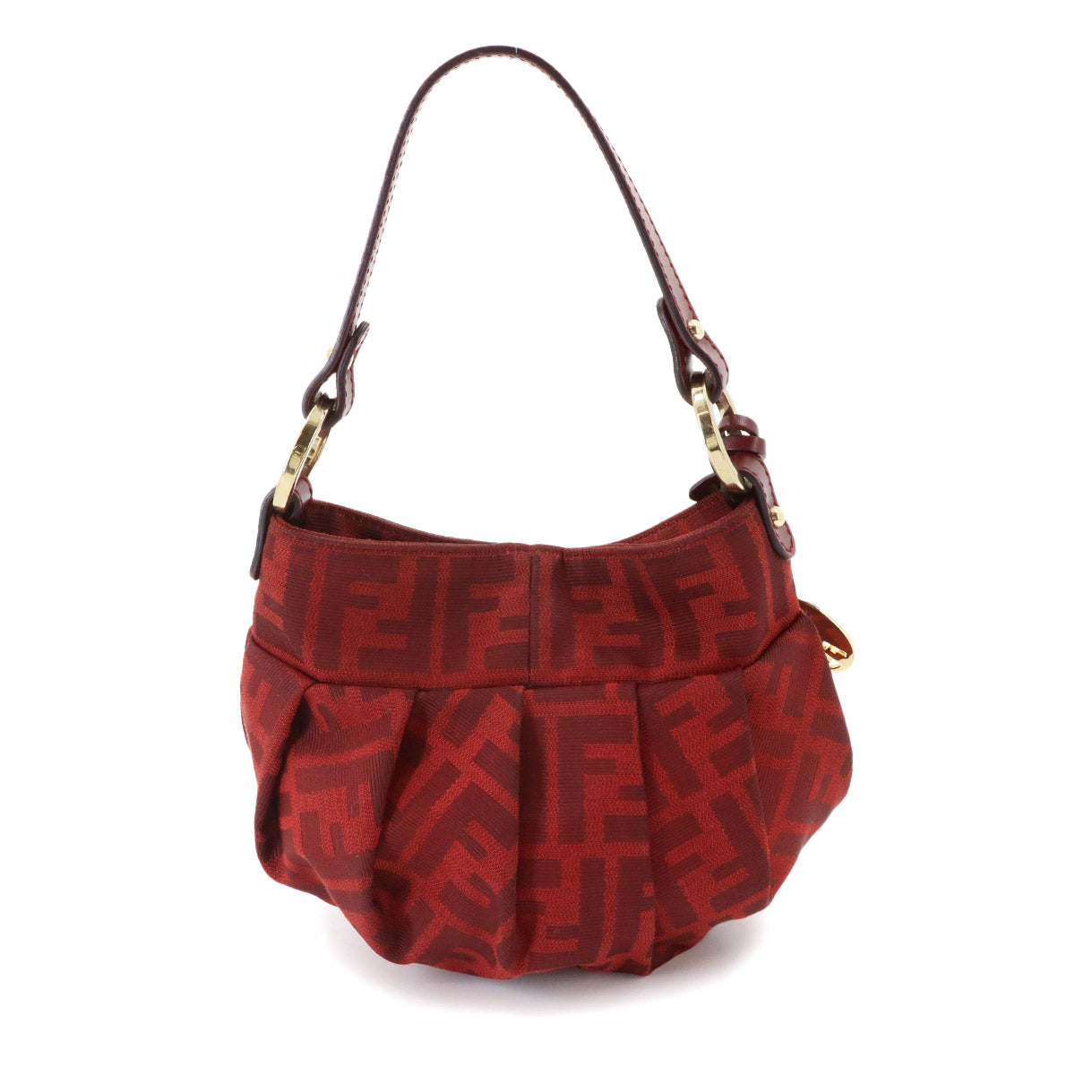 Zucca Hand Bag Canvas Leather Red 8BK044 Purse