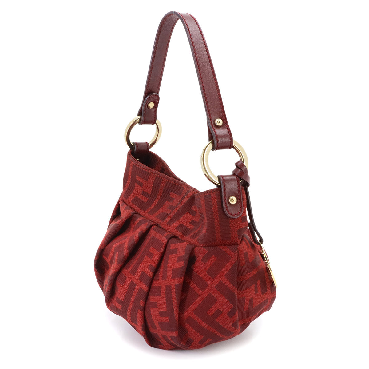 Zucca Hand Bag Canvas Leather Red 8BK044 Purse