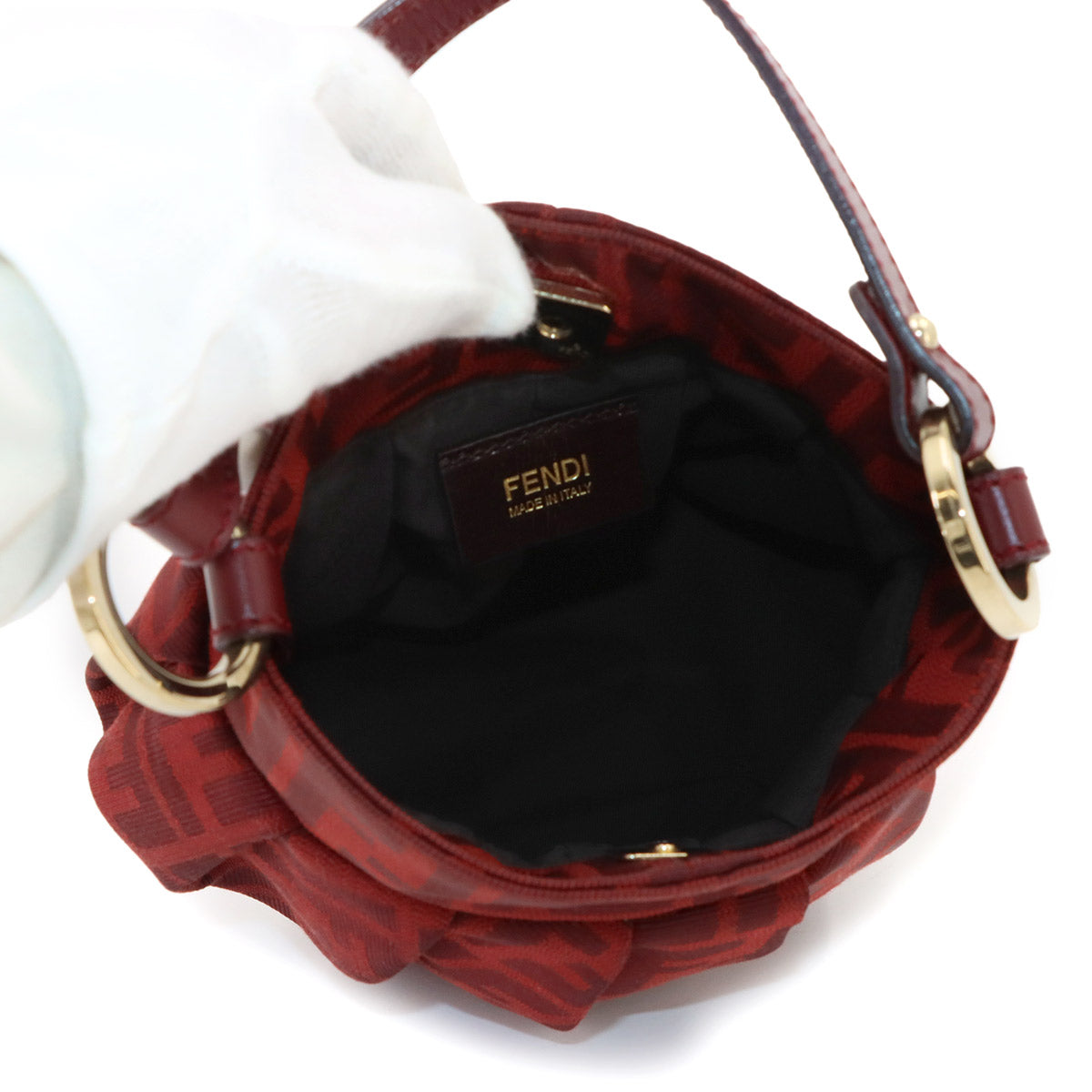 Zucca Hand Bag Canvas Leather Red 8BK044 Purse