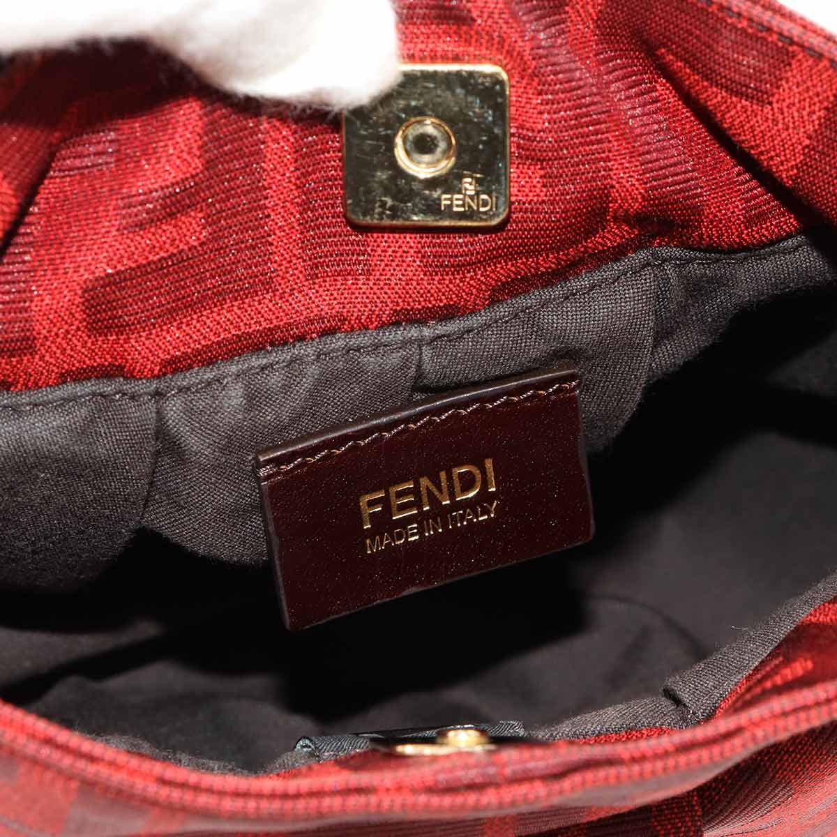 Zucca Hand Bag Canvas Leather Red 8BK044 Purse