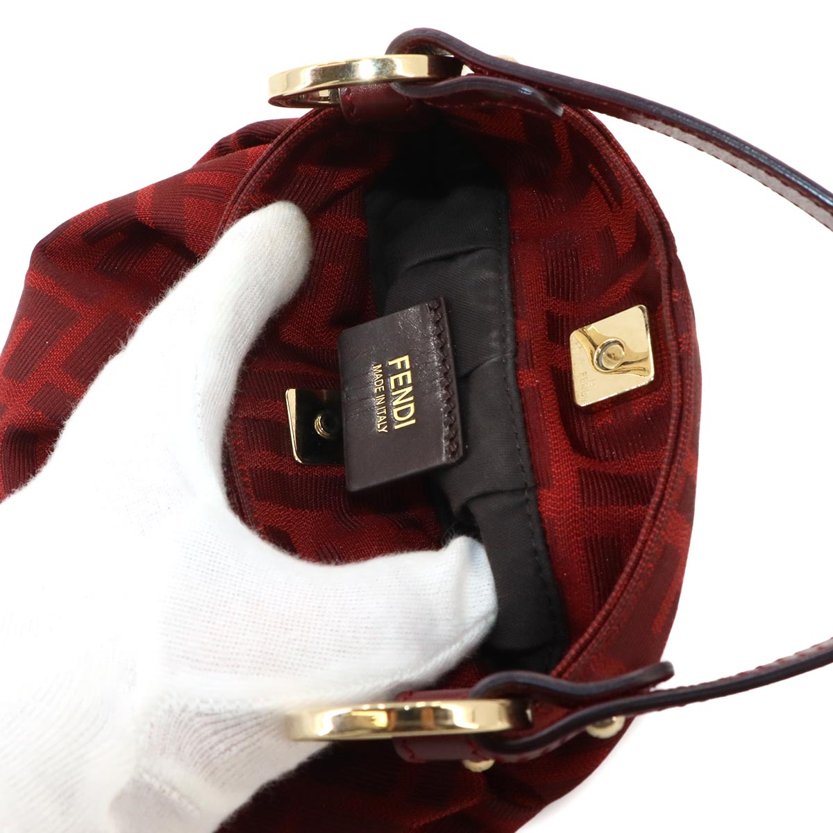 Zucca Hand Bag Canvas Leather Red 8BK044 Purse