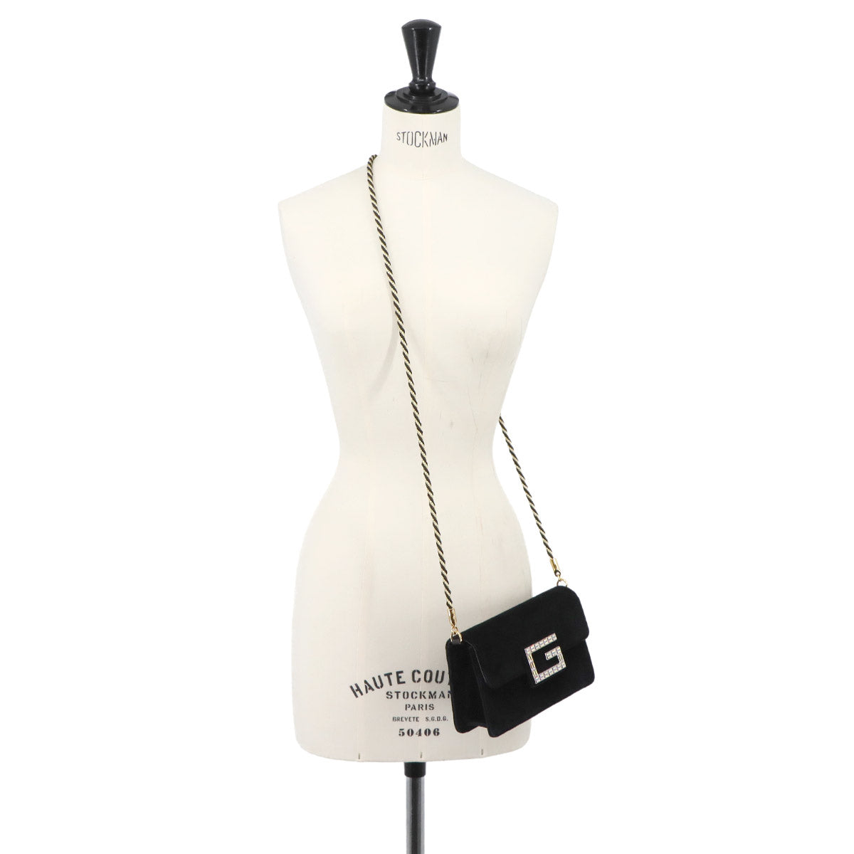 Square G Clutch Shoulder Bag Velvet Black 544242 Purse