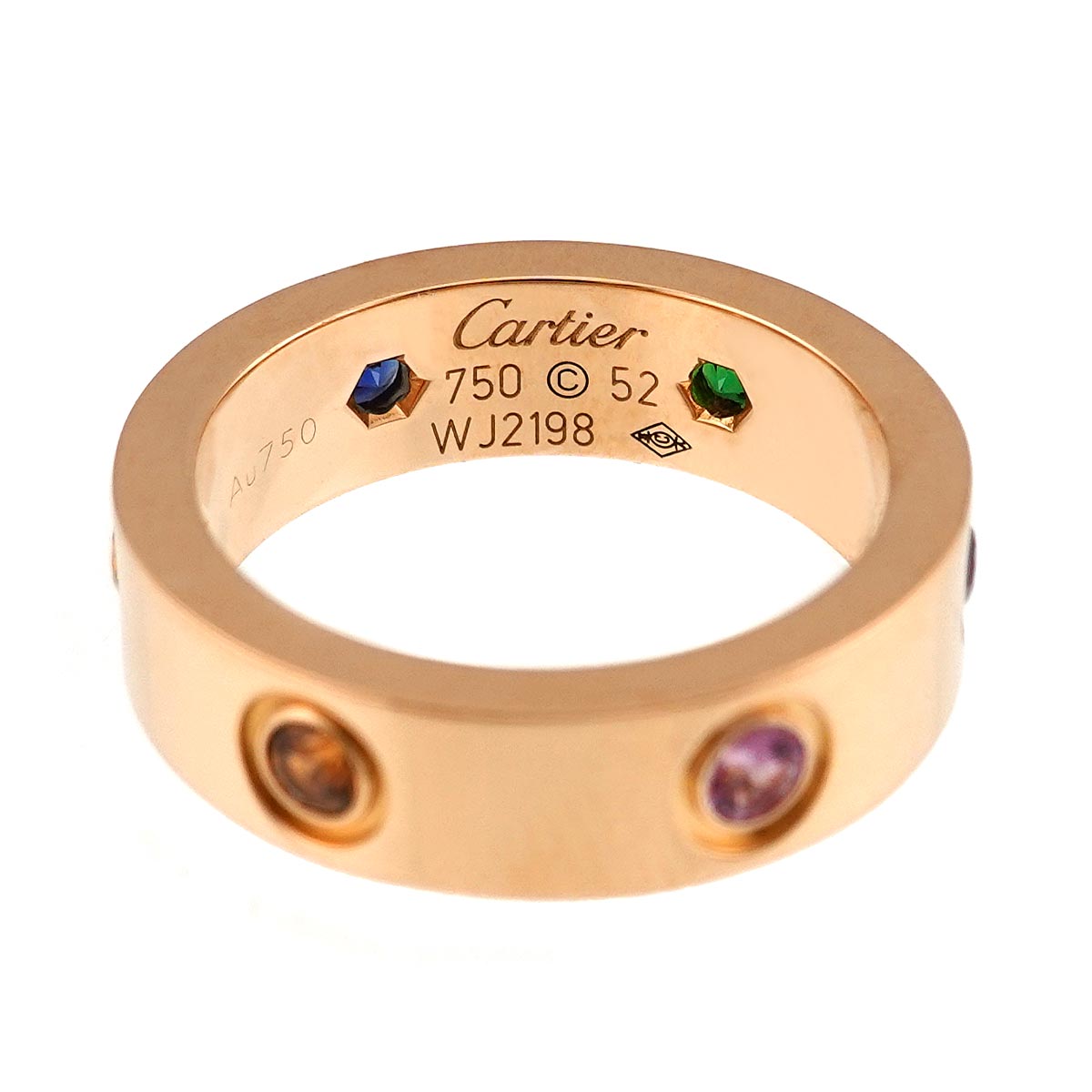 Love Multi stone Ring 18K Pink Gold 750 size52 5.5-5.75(US)