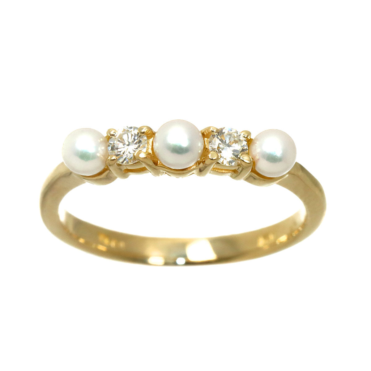 Akoya Pearl Diamond Ring 14K YG 585 Size5.25(US)
