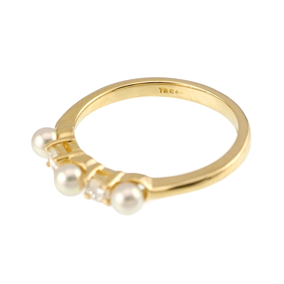Akoya Pearl Diamond Ring 14K YG 585 Size5.25(US)