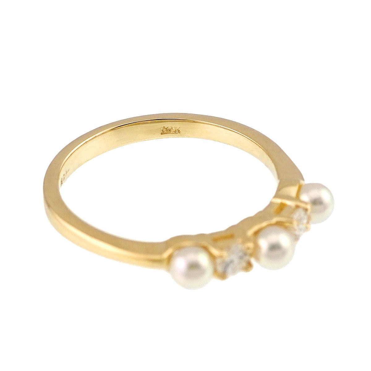 Akoya Pearl Diamond Ring 14K YG 585 Size5.25(US)