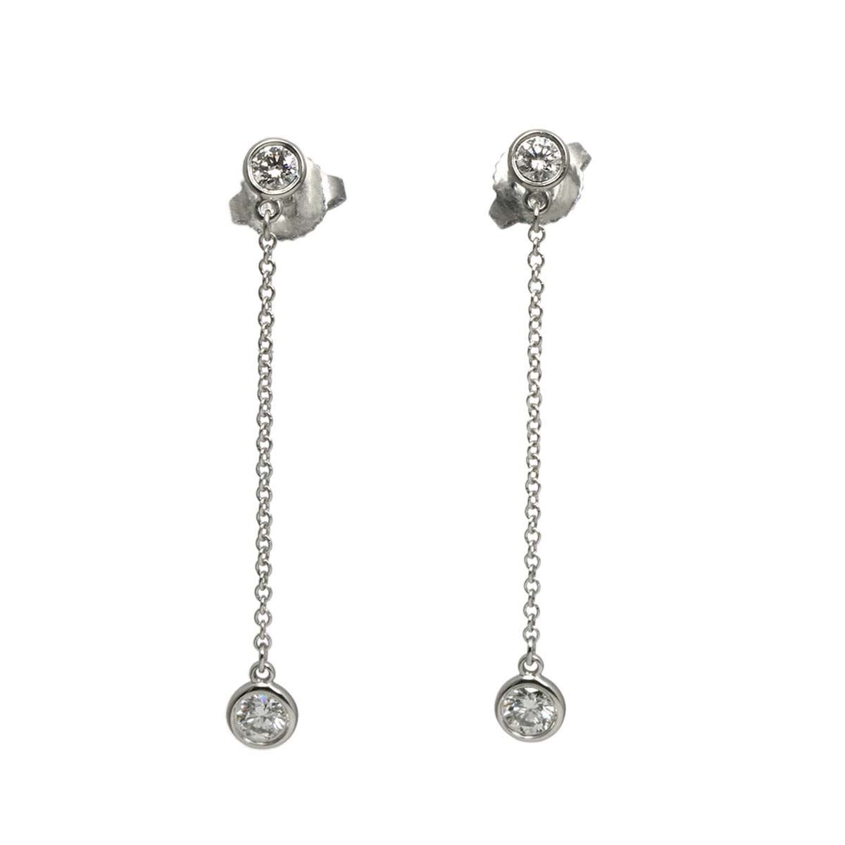 By The Yard Drop Diamond Earrings Pierced Pt