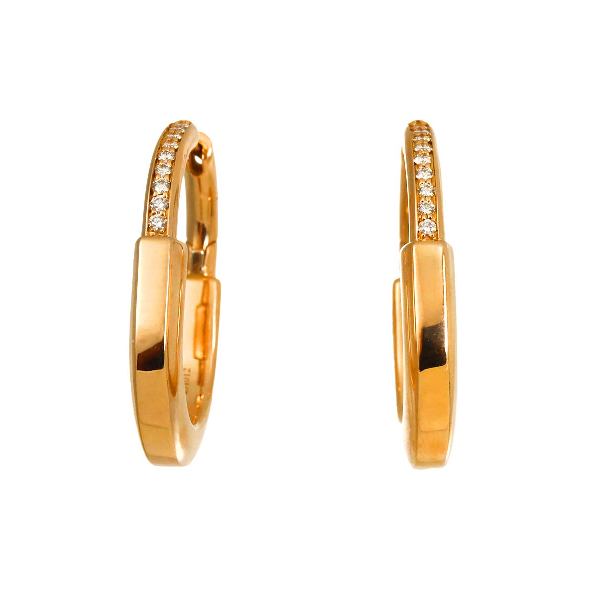 Lock 0.095ct/0.095ct Diamond Earrings Pierced 18K PG 750