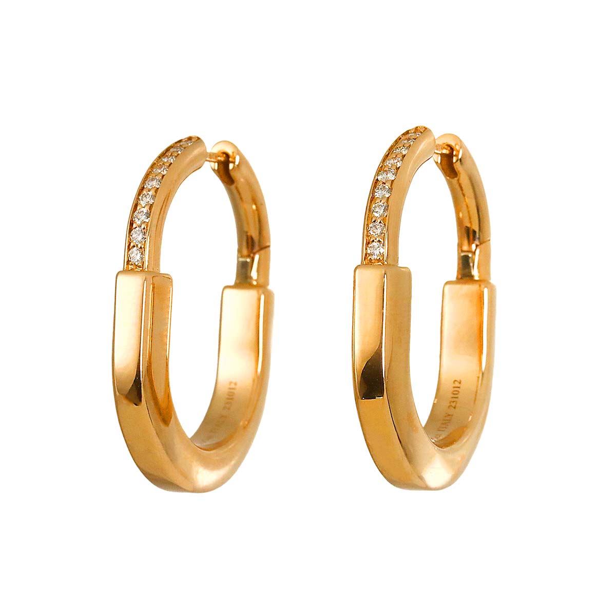 Lock 0.095ct/0.095ct Diamond Earrings Pierced 18K PG 750