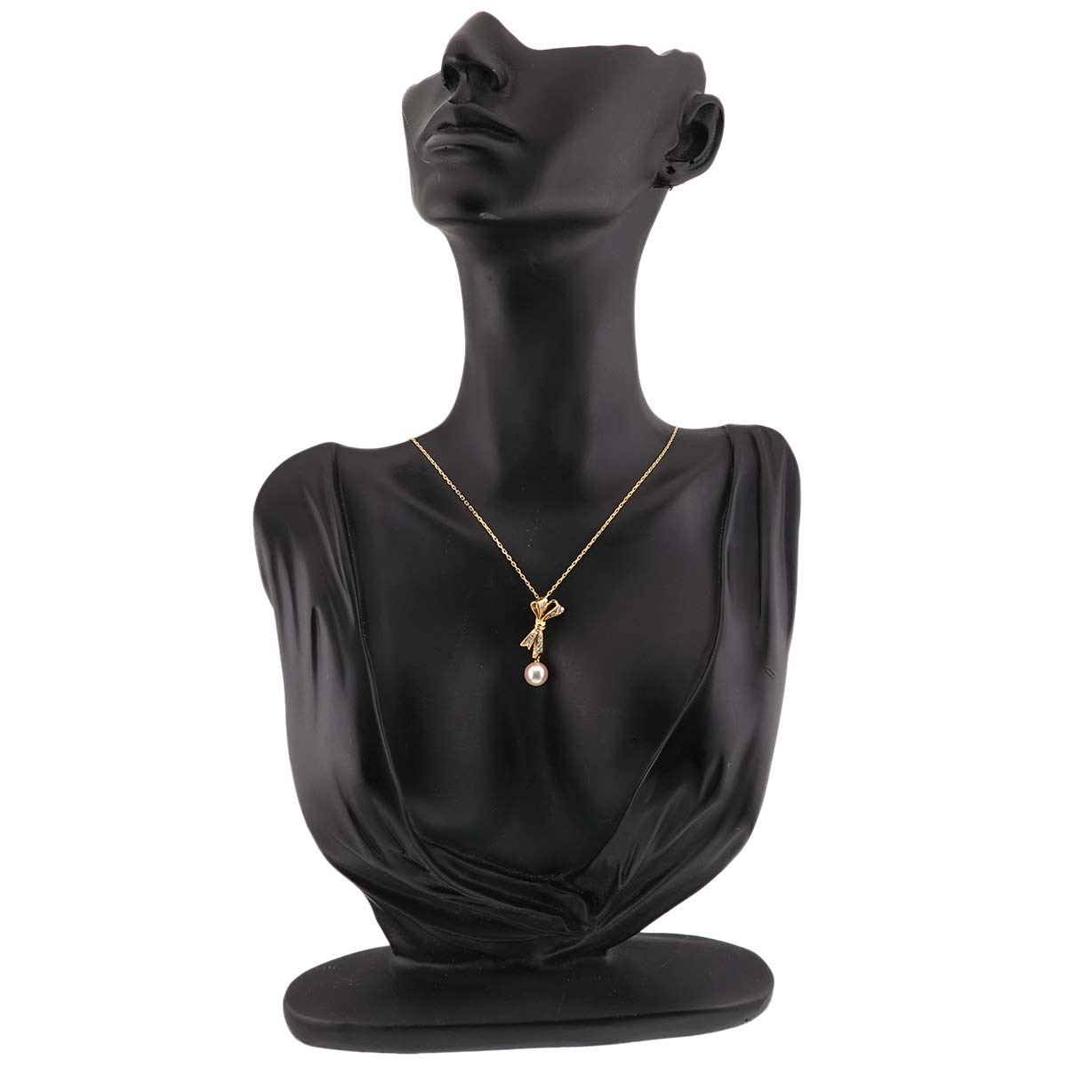 Akoya Pearl 7.6mm Diamond Necklace 18K Yellow Gold 750