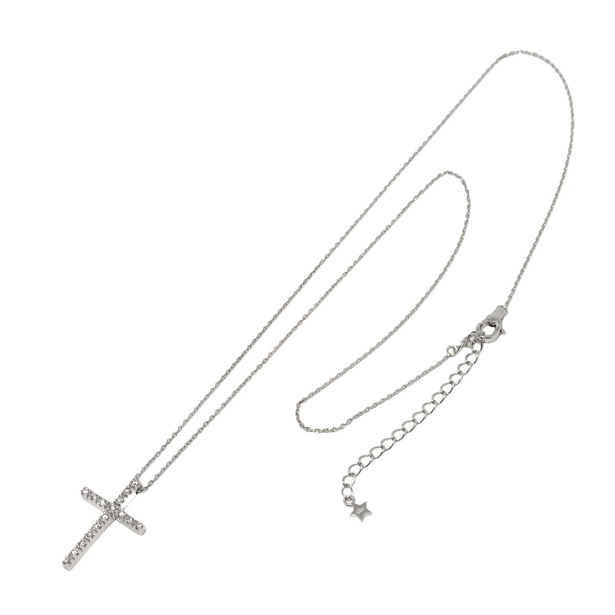 Diamond 0.16ct Cross Necklace 18K WG 750