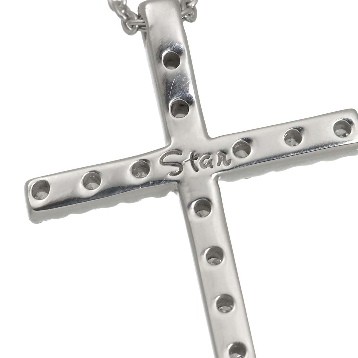 Diamond 0.16ct Cross Necklace 18K WG 750