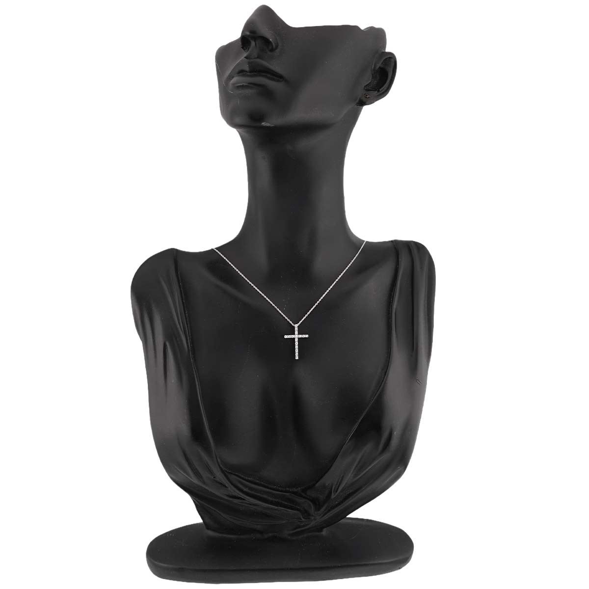 Diamond 0.16ct Cross Necklace 18K WG 750