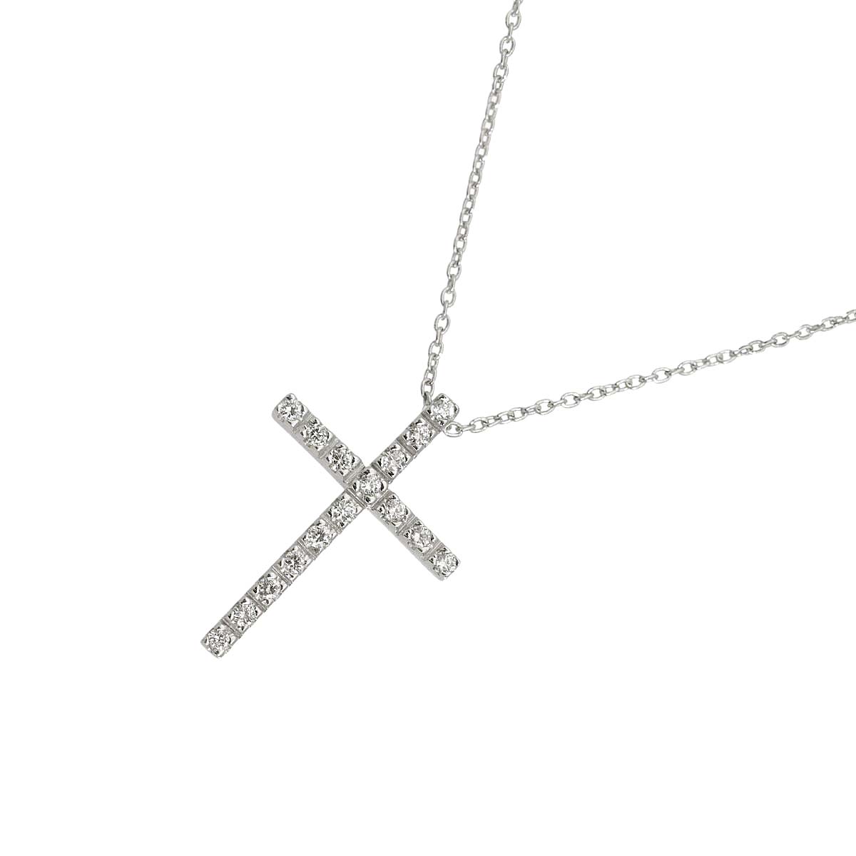Diamond 0.16ct Cross Necklace 18K WG 750