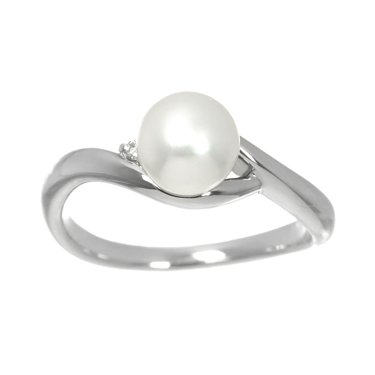 Akoya Pearl Diamond Ring Pt Platinum size5.5-5.75(US)